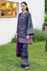 JAZMIN - 3PC KHADDAR PRINTED SHIRT WITH KHADDAR PRINTED DUPATTA AND TROUSER - HZU2512